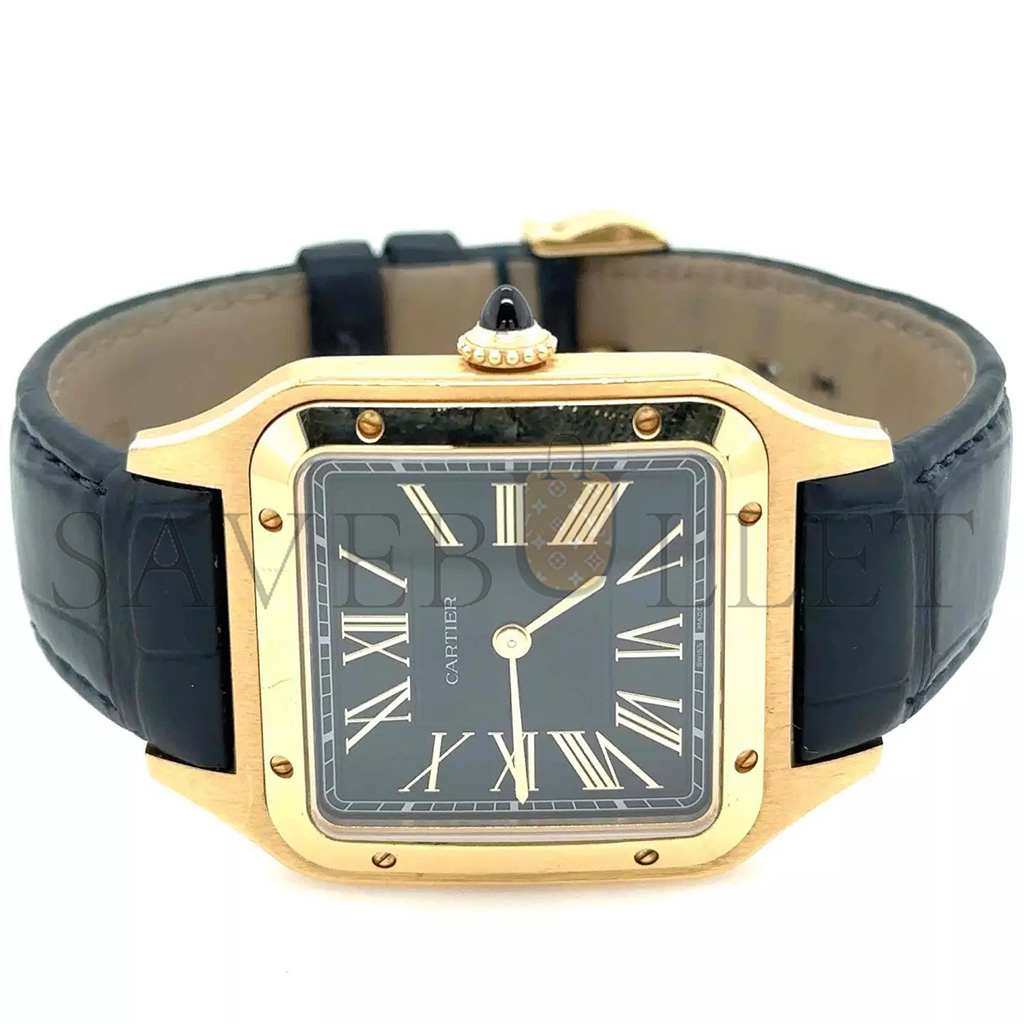 CARTIER SANTOS DUMONT YELLOW GOLD BLUE DIAL 44MM WATCH WGSA0077
